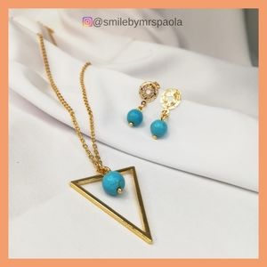 Collar con dije y aretes con cuarzo